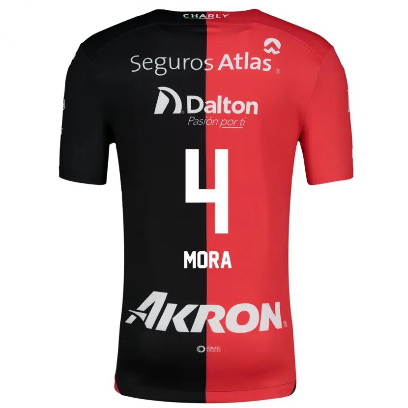 Danxen Mænd Adrián Mora #4 Rød Sort Hjemmebane Spillertrøjer 2024/25 Trøje T-Shirt