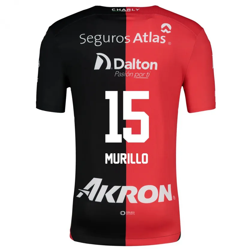 Danxen Mænd Jhon Murillo #15 Rød Sort Hjemmebane Spillertrøjer 2024/25 Trøje T-Shirt