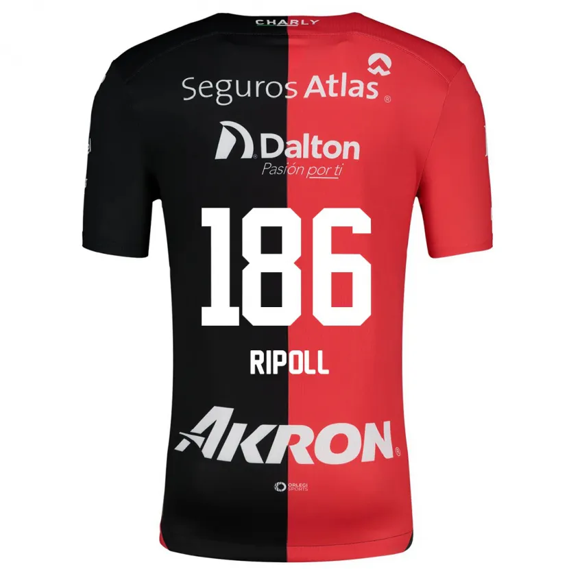 Danxen Mænd Alonso Ripoll #186 Rød Sort Hjemmebane Spillertrøjer 2024/25 Trøje T-Shirt