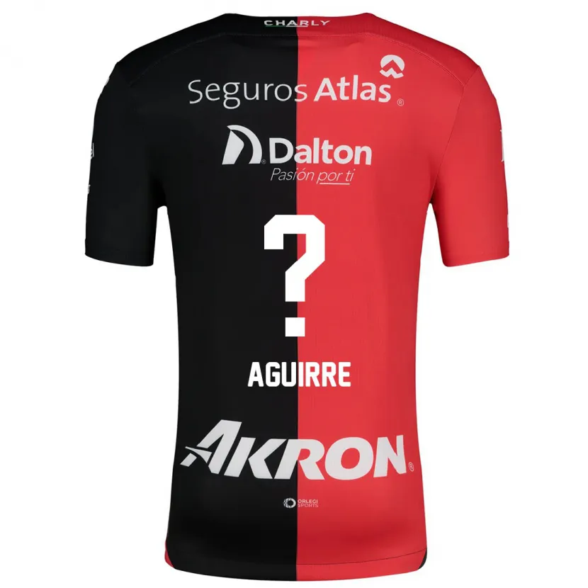 Danxen Mænd Jesus Aguirre #0 Rød Sort Hjemmebane Spillertrøjer 2024/25 Trøje T-Shirt