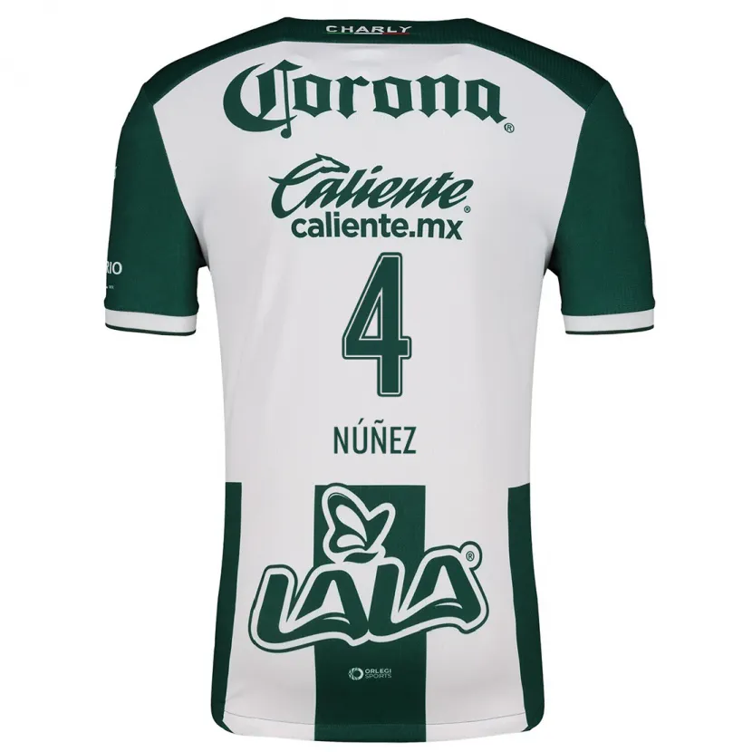 Danxen Mænd Santiago Núñez #4 Grøn Hvid Hjemmebane Spillertrøjer 2024/25 Trøje T-Shirt