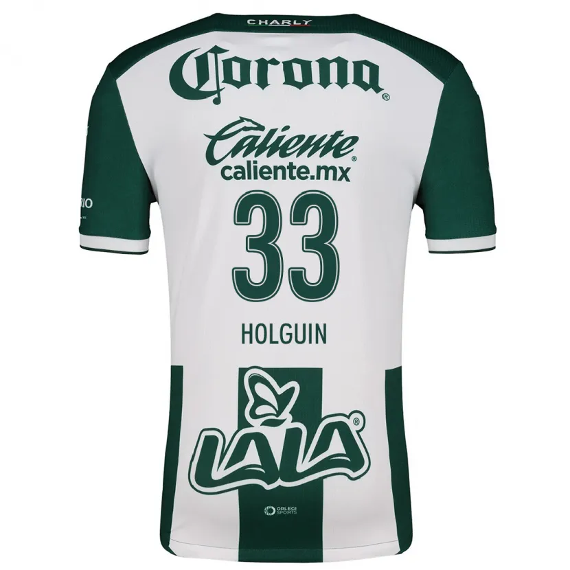 Danxen Mænd Héctor Holguín #33 Grøn Hvid Hjemmebane Spillertrøjer 2024/25 Trøje T-Shirt