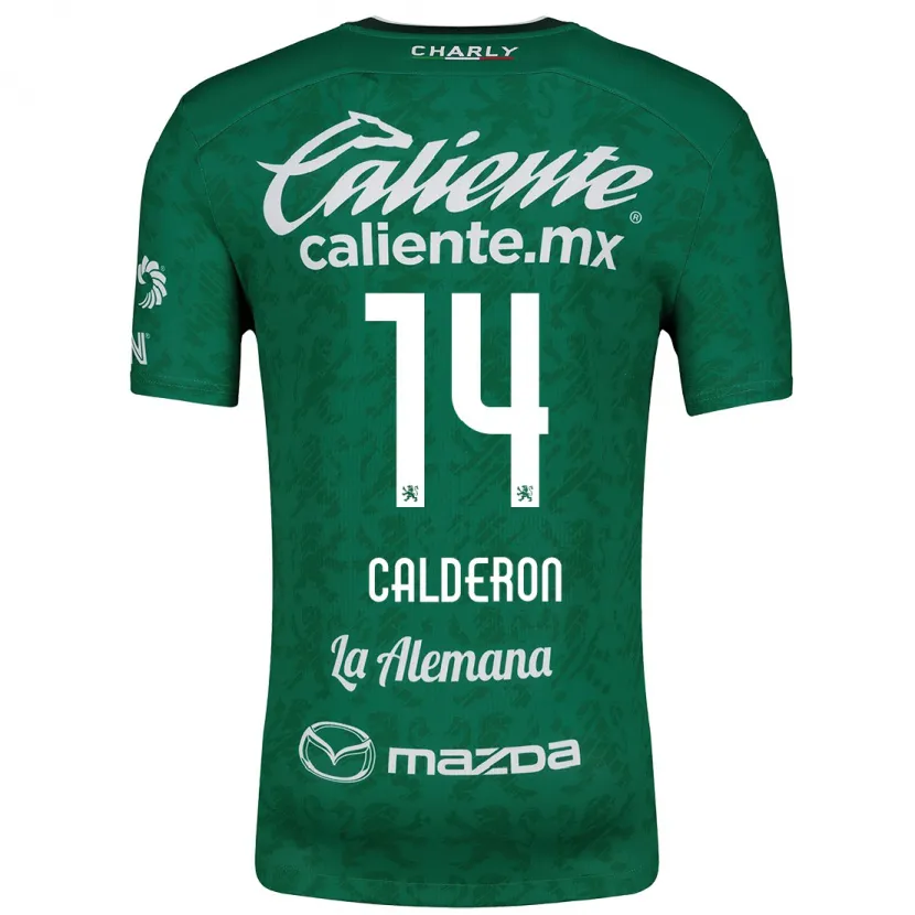 Danxen Mænd Daniela Calderón #14 Grøn Hvid Hjemmebane Spillertrøjer 2024/25 Trøje T-Shirt