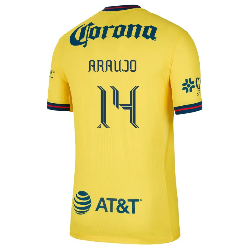 Danxen Mænd Néstor Araújo #14 Gul Blå Hjemmebane Spillertrøjer 2024/25 Trøje T-Shirt