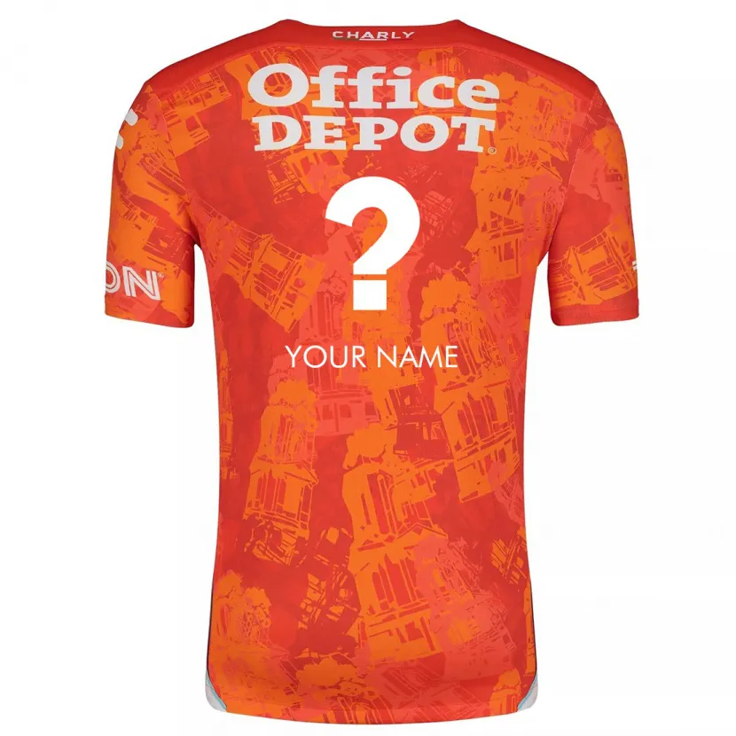 Danxen Mænd Dit Navn #0 Orange Hvid Udebane Spillertrøjer 2024/25 Trøje T-Shirt