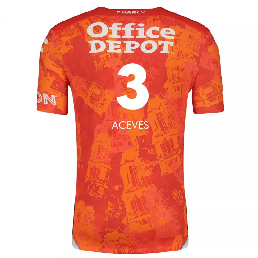 Danxen Mænd Alonso Aceves #3 Orange Hvid Udebane Spillertrøjer 2024/25 Trøje T-Shirt