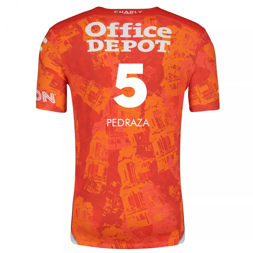Danxen Mænd Pedro Pedraza #5 Orange Hvid Udebane Spillertrøjer 2024/25 Trøje T-Shirt