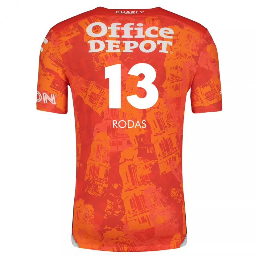 Danxen Mænd Carlos Rodas #13 Orange Hvid Udebane Spillertrøjer 2024/25 Trøje T-Shirt