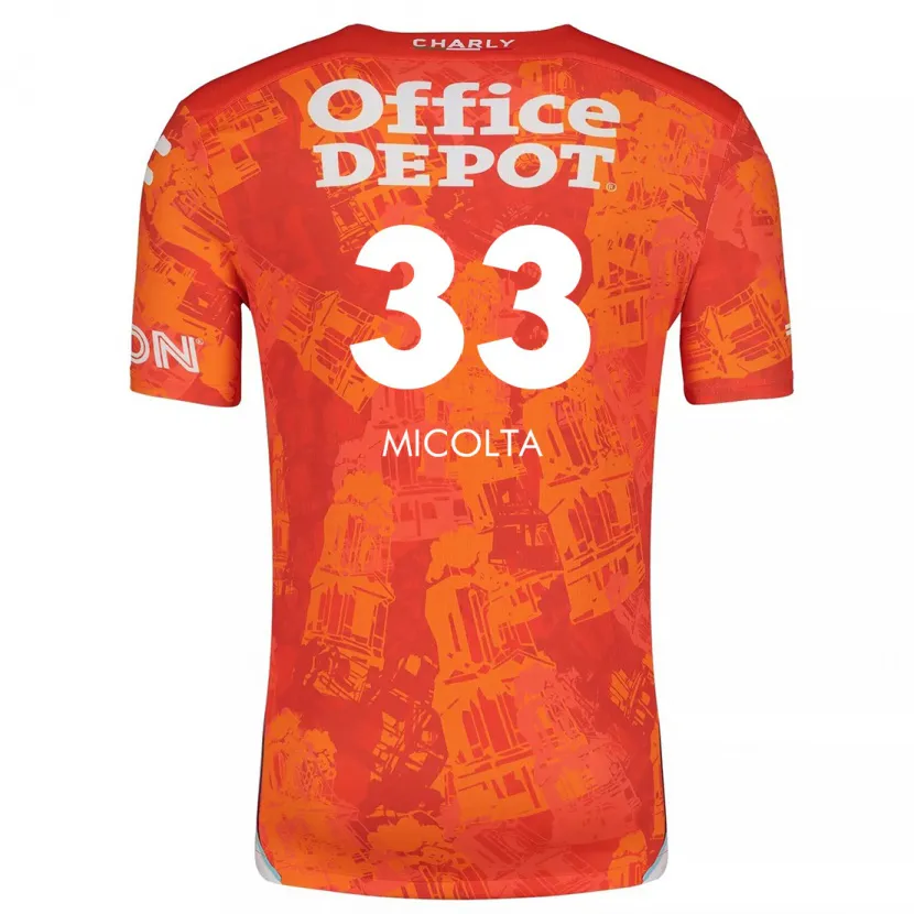 Danxen Mænd Andrés Micolta #33 Orange Hvid Udebane Spillertrøjer 2024/25 Trøje T-Shirt