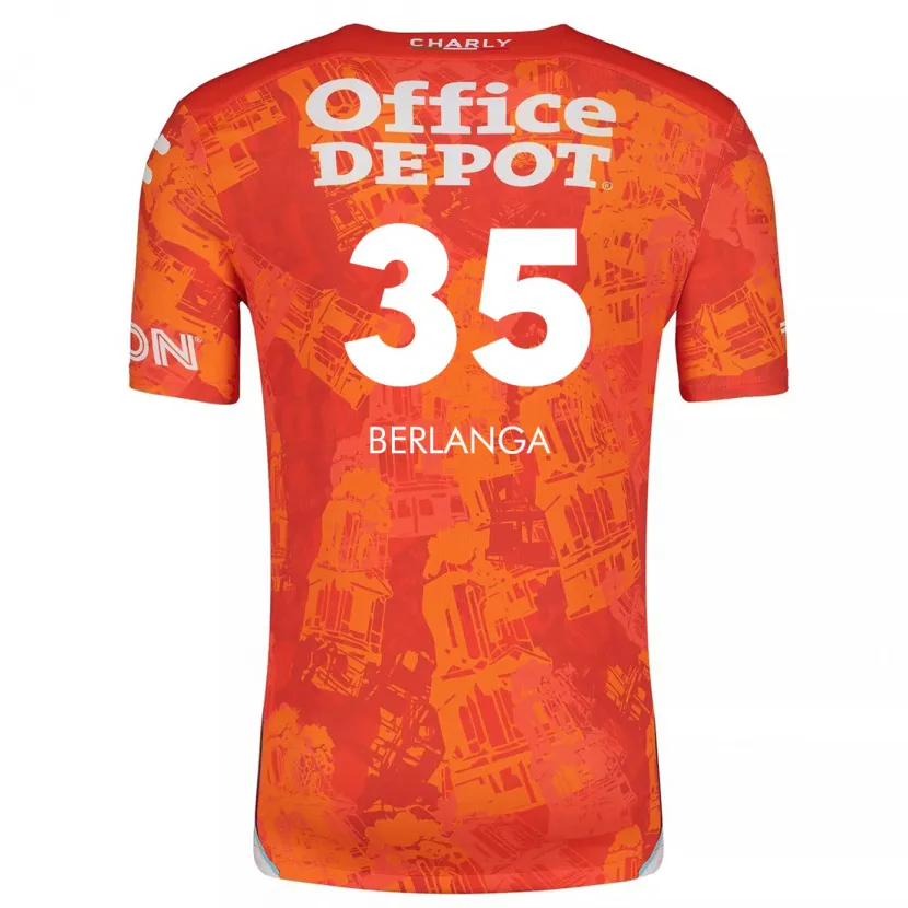 Danxen Mænd Jorge Berlanga #35 Orange Hvid Udebane Spillertrøjer 2024/25 Trøje T-Shirt