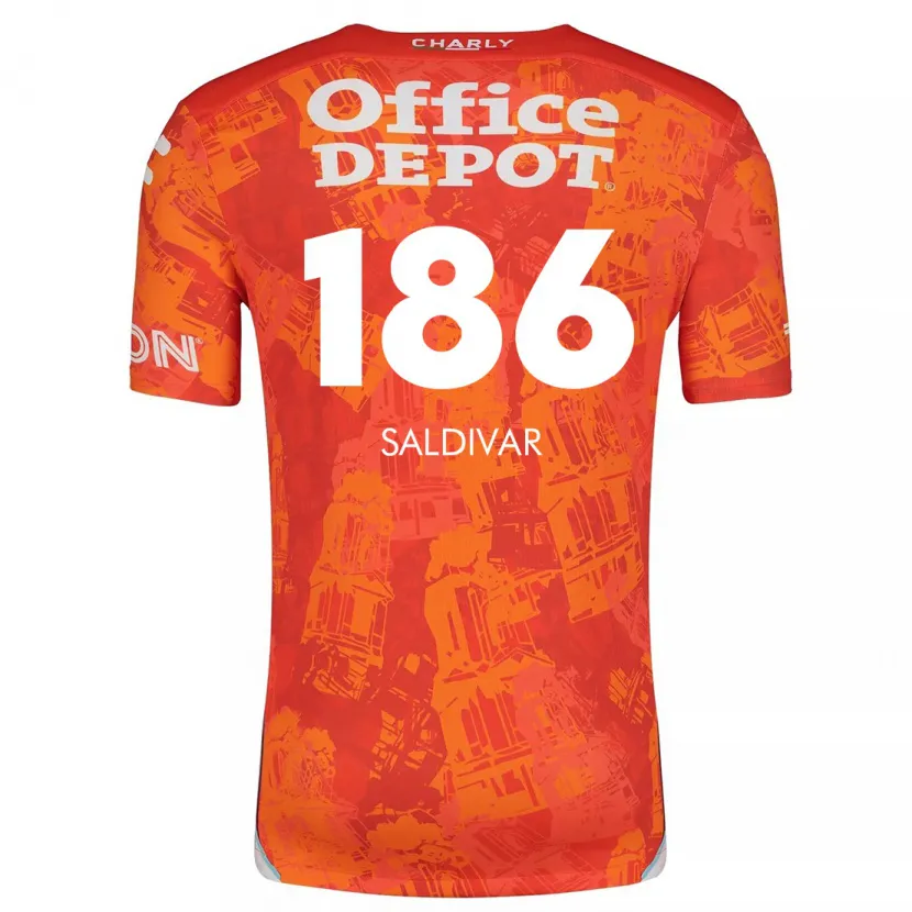 Danxen Mænd José Saldívar #186 Orange Hvid Udebane Spillertrøjer 2024/25 Trøje T-Shirt
