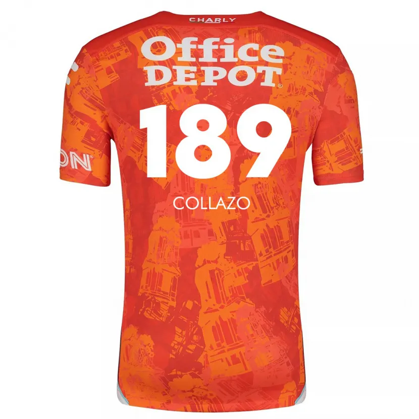Danxen Mænd David Collazo #189 Orange Hvid Udebane Spillertrøjer 2024/25 Trøje T-Shirt