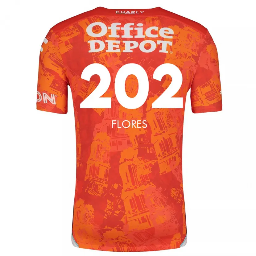 Danxen Mænd Luis Flores #202 Orange Hvid Udebane Spillertrøjer 2024/25 Trøje T-Shirt
