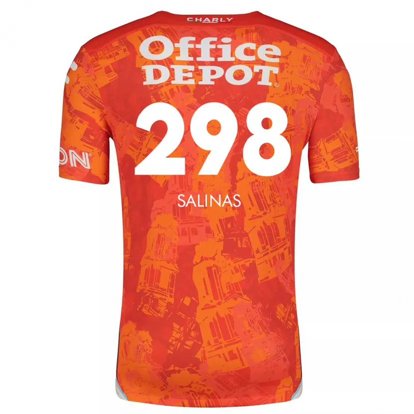 Danxen Mænd Jesús Salinas #298 Orange Hvid Udebane Spillertrøjer 2024/25 Trøje T-Shirt