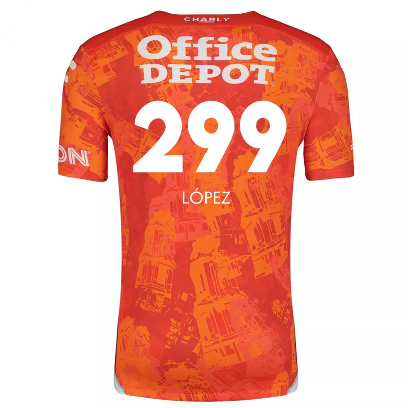 Danxen Mænd Santiago López #299 Orange Hvid Udebane Spillertrøjer 2024/25 Trøje T-Shirt