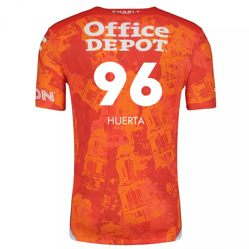 Danxen Mænd Edwin Huerta #96 Orange Hvid Udebane Spillertrøjer 2024/25 Trøje T-Shirt