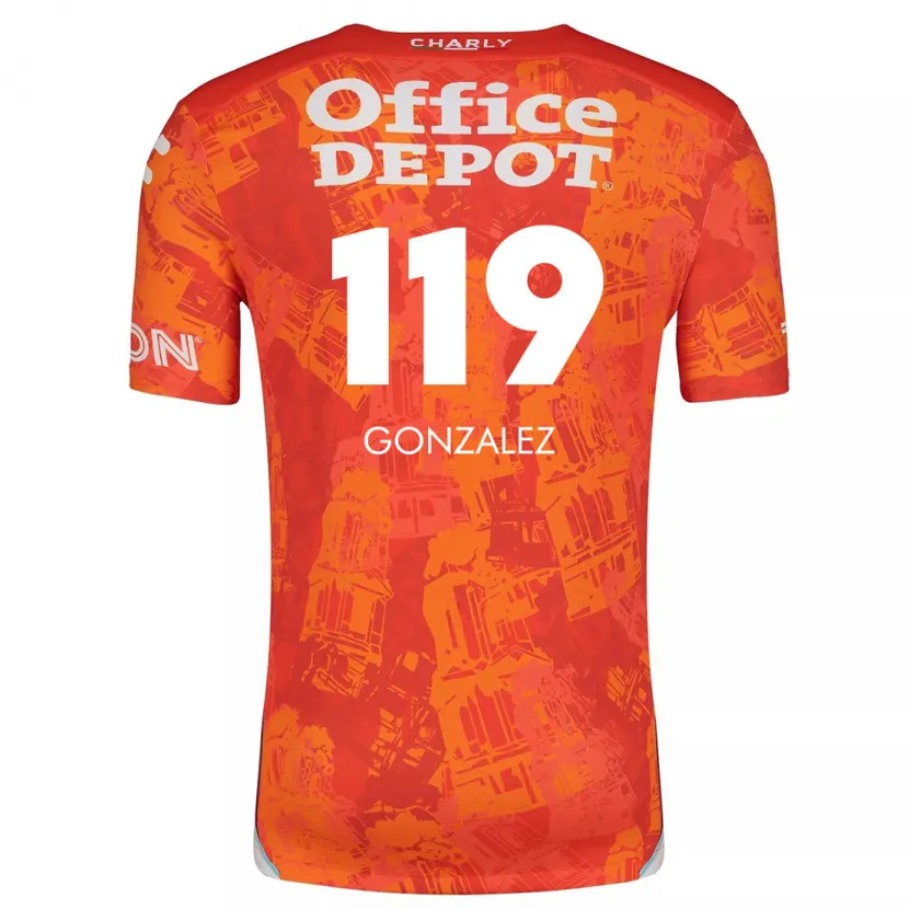 Danxen Mænd Juan González #119 Orange Hvid Udebane Spillertrøjer 2024/25 Trøje T-Shirt