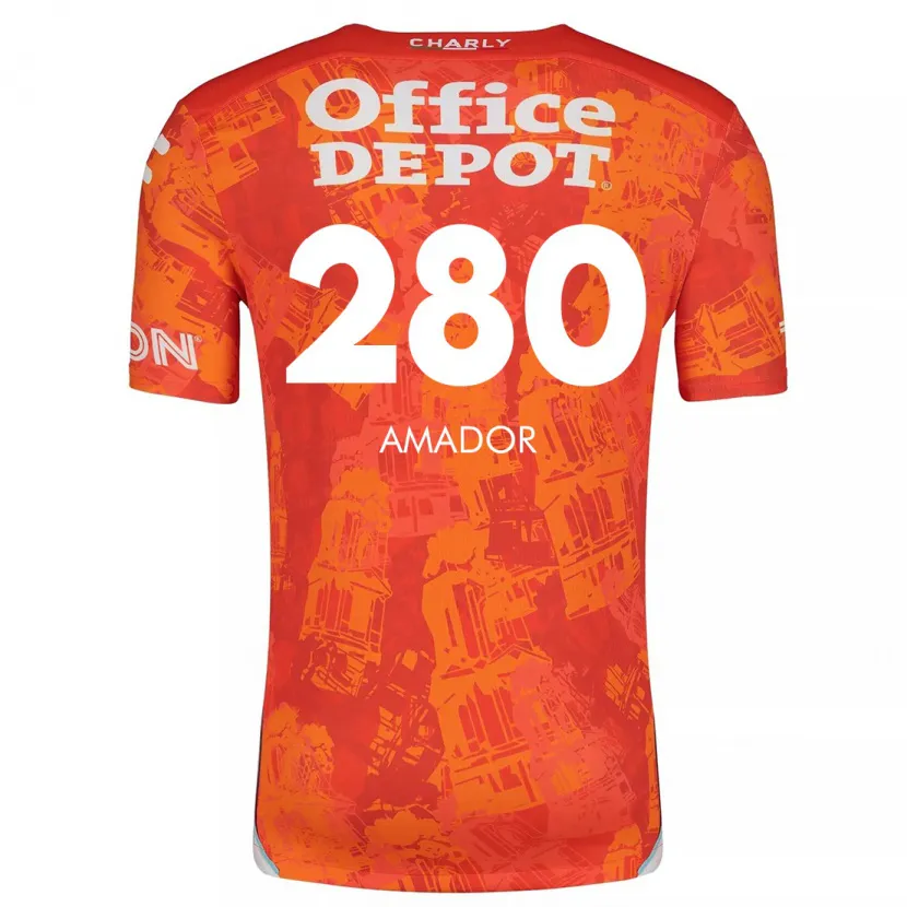 Danxen Mænd Santiago Amador #280 Orange Hvid Udebane Spillertrøjer 2024/25 Trøje T-Shirt