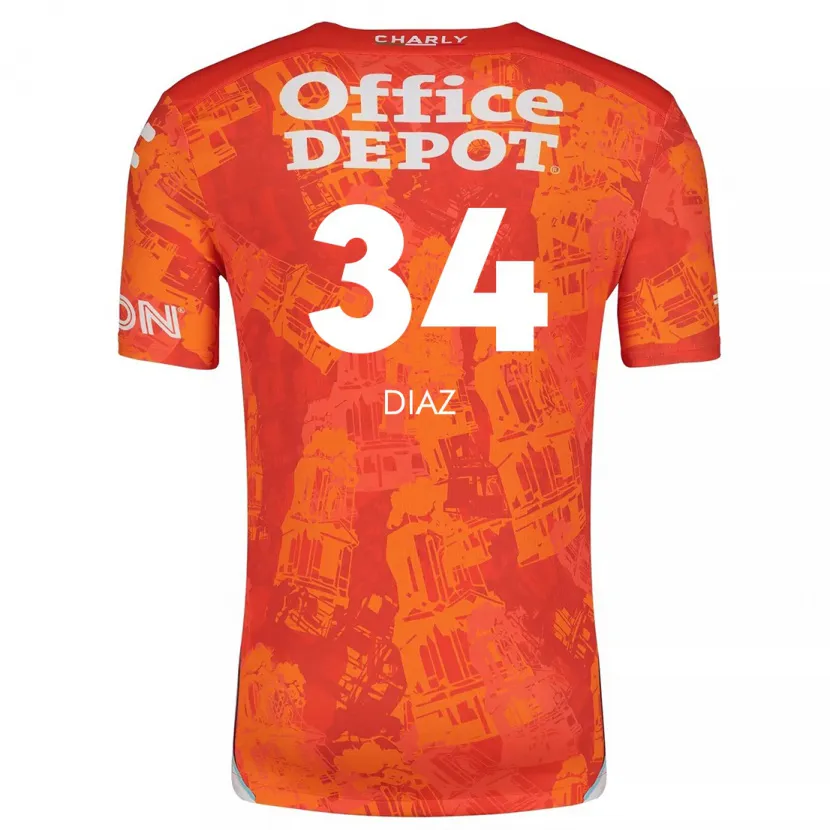 Danxen Mænd Karen Díaz #34 Orange Hvid Udebane Spillertrøjer 2024/25 Trøje T-Shirt