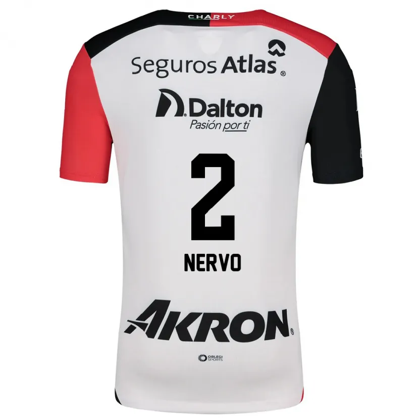 Danxen Mænd Hugo Nervo #2 Hvid Rød Sort Udebane Spillertrøjer 2024/25 Trøje T-Shirt