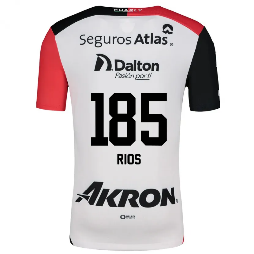 Danxen Mænd Víctor Ríos #185 Hvid Rød Sort Udebane Spillertrøjer 2024/25 Trøje T-Shirt
