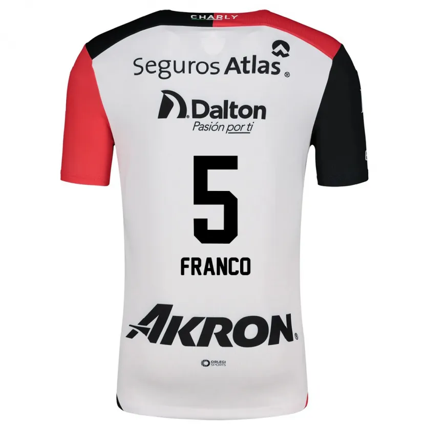 Danxen Mænd Alejandra Franco #5 Hvid Rød Sort Udebane Spillertrøjer 2024/25 Trøje T-Shirt