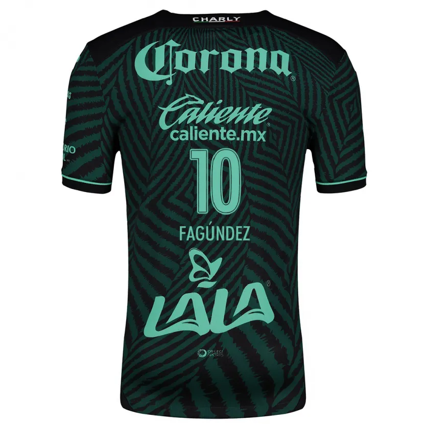 Danxen Mænd Franco Fagúndez #10 Sort Grøn Udebane Spillertrøjer 2024/25 Trøje T-Shirt
