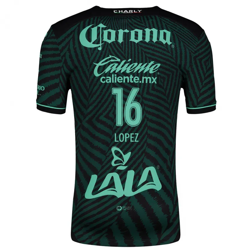 Danxen Mænd Aldo López #16 Sort Grøn Udebane Spillertrøjer 2024/25 Trøje T-Shirt