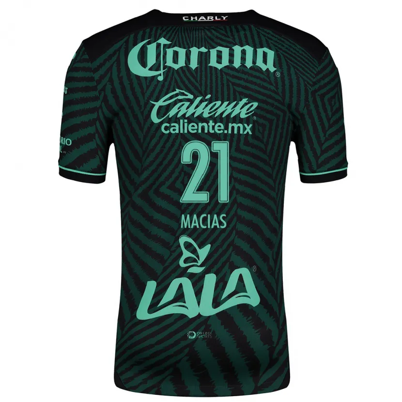 Danxen Mænd José Juan Macías #21 Sort Grøn Udebane Spillertrøjer 2024/25 Trøje T-Shirt