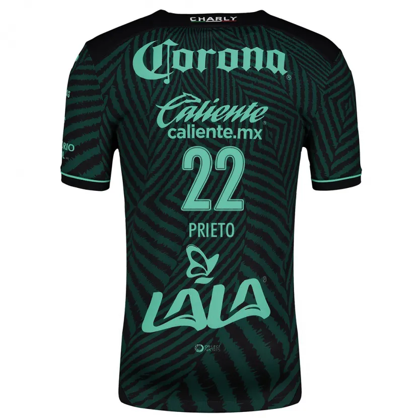 Danxen Mænd Ronaldo Prieto #22 Sort Grøn Udebane Spillertrøjer 2024/25 Trøje T-Shirt