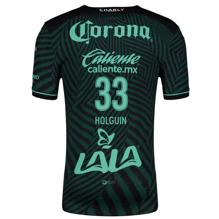 Danxen Mænd Héctor Holguín #33 Sort Grøn Udebane Spillertrøjer 2024/25 Trøje T-Shirt