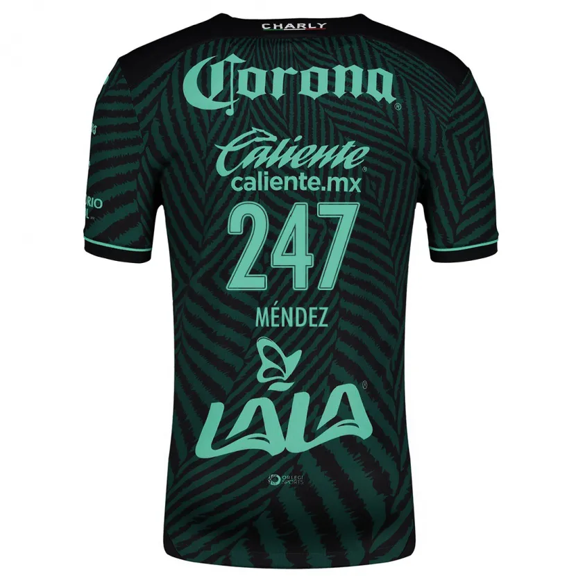Danxen Mænd Owen Méndez #247 Sort Grøn Udebane Spillertrøjer 2024/25 Trøje T-Shirt