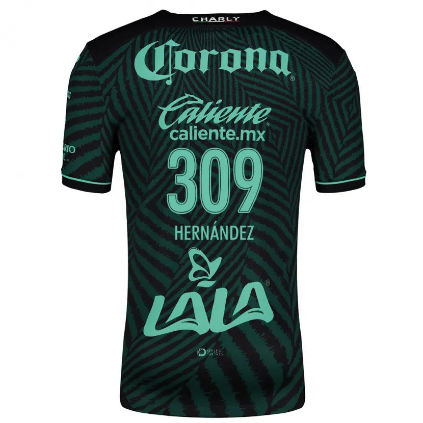 Danxen Mænd Julio Hernández #309 Sort Grøn Udebane Spillertrøjer 2024/25 Trøje T-Shirt