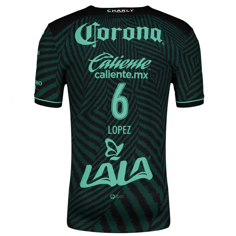 Danxen Mænd Brenda López #6 Sort Grøn Udebane Spillertrøjer 2024/25 Trøje T-Shirt