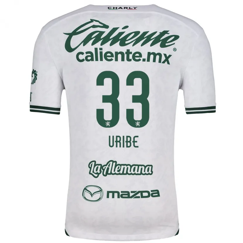 Danxen Mænd Héctor Uribe #33 Hvid Grøn Udebane Spillertrøjer 2024/25 Trøje T-Shirt