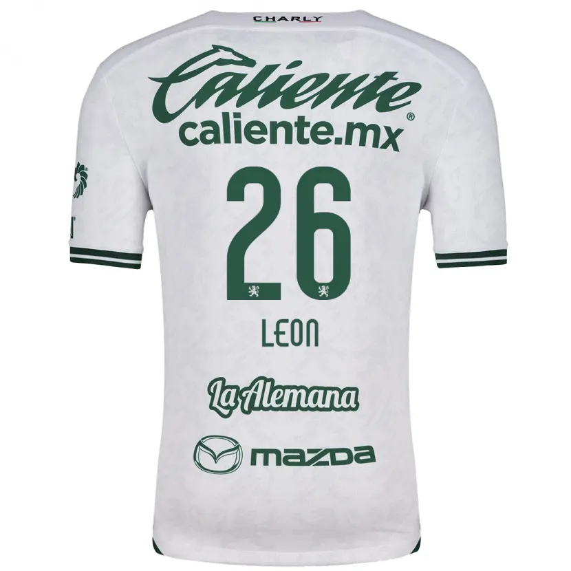 Danxen Mænd Armando León #26 Hvid Grøn Udebane Spillertrøjer 2024/25 Trøje T-Shirt