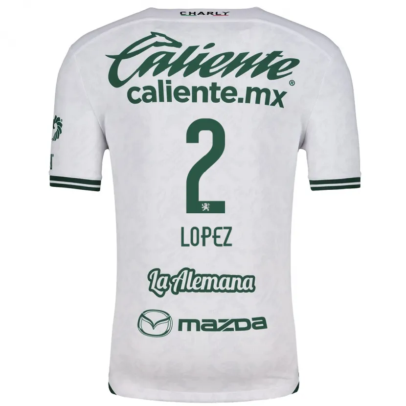 Danxen Mænd Vanessa López #2 Hvid Grøn Udebane Spillertrøjer 2024/25 Trøje T-Shirt
