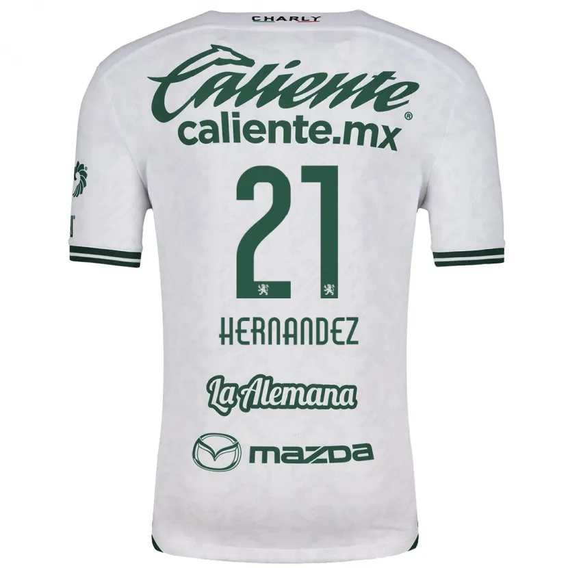 Danxen Mænd Alexa Hernández #21 Hvid Grøn Udebane Spillertrøjer 2024/25 Trøje T-Shirt