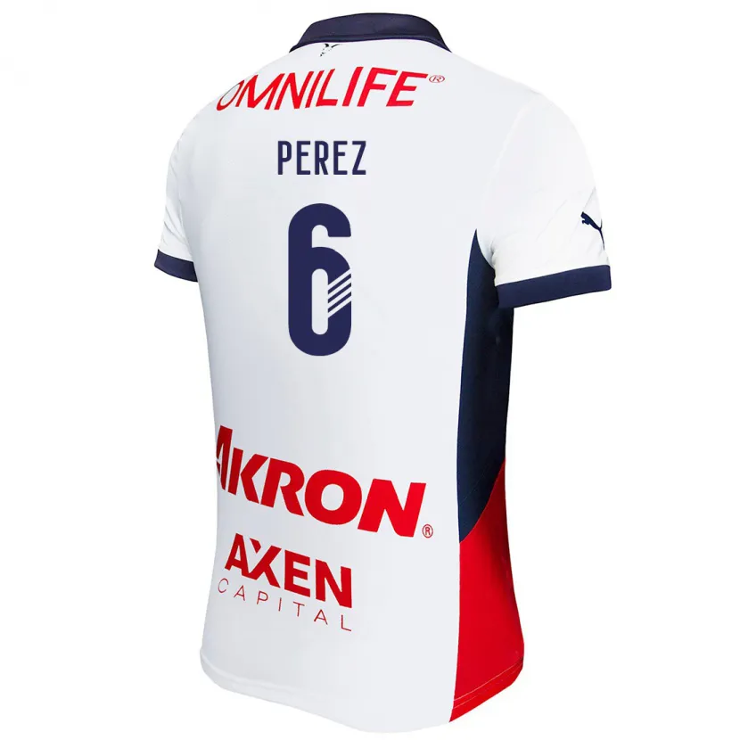 Danxen Mænd Pável Pérez #6 Hvid Rød Blå Udebane Spillertrøjer 2024/25 Trøje T-Shirt