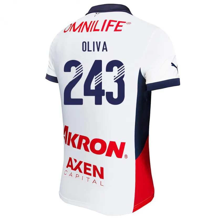Danxen Mænd Diego Oliva #243 Hvid Rød Blå Udebane Spillertrøjer 2024/25 Trøje T-Shirt