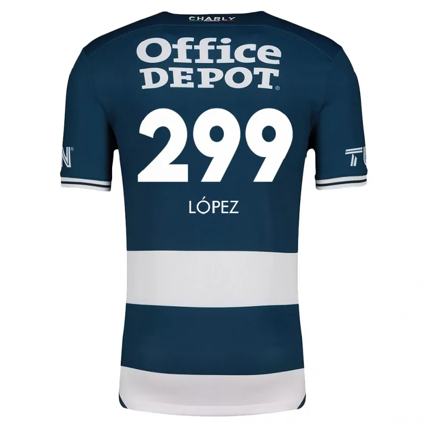 Danxen Kvinder Santiago López #299 Blå Hvid Hjemmebane Spillertrøjer 2024/25 Trøje T-Shirt