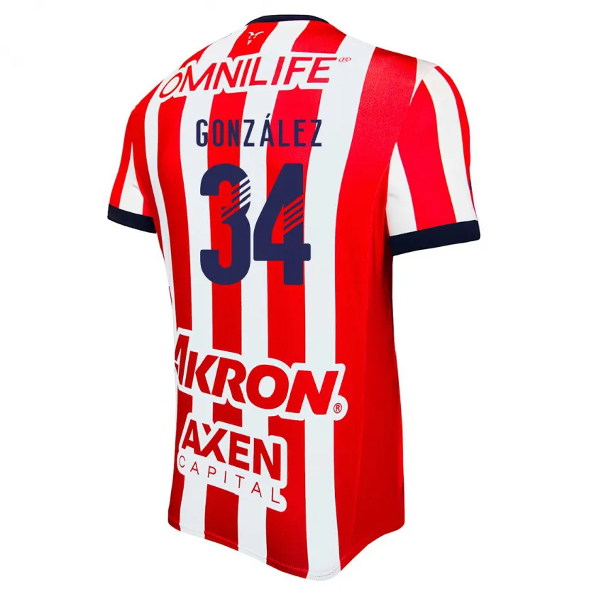 Danxen Kvinder Armando González #34 Rød Hvid Blå Hjemmebane Spillertrøjer 2024/25 Trøje T-Shirt