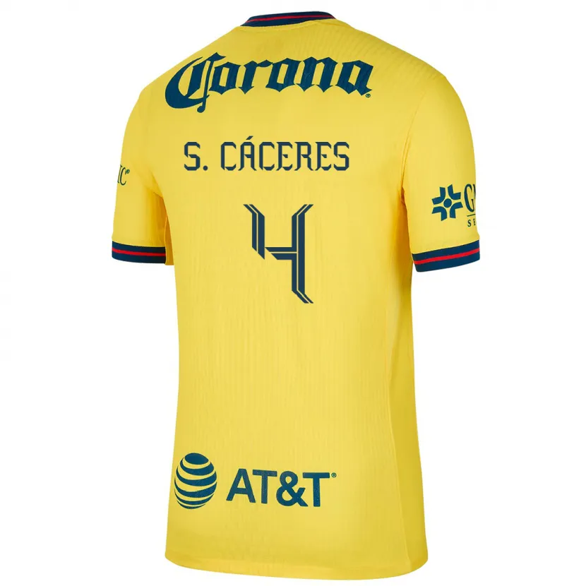 Danxen Kvinder Sebastián Cáceres #4 Gul Blå Hjemmebane Spillertrøjer 2024/25 Trøje T-Shirt