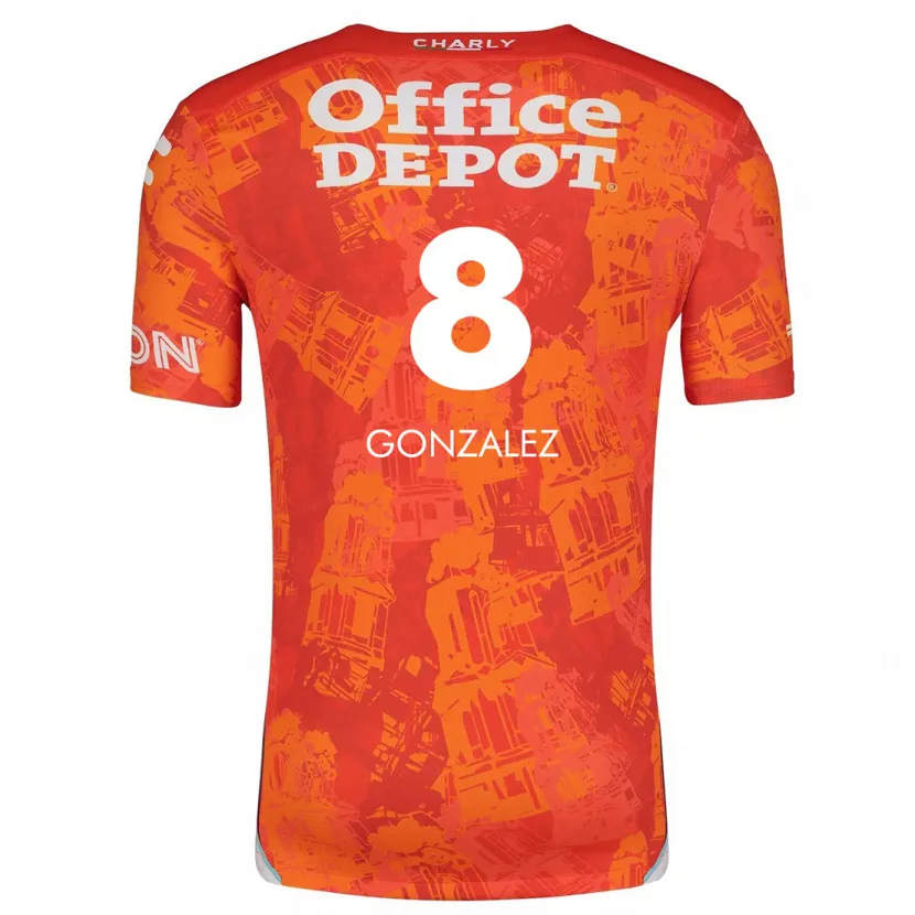 Danxen Kvinder Bryan González #8 Orange Hvid Udebane Spillertrøjer 2024/25 Trøje T-Shirt