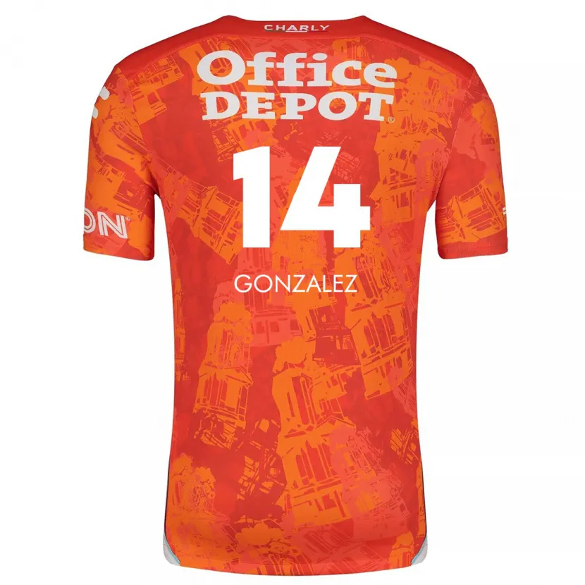 Danxen Kvinder Arturo González #14 Orange Hvid Udebane Spillertrøjer 2024/25 Trøje T-Shirt