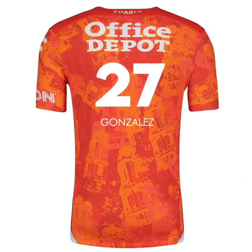Danxen Kvinder Owen González #27 Orange Hvid Udebane Spillertrøjer 2024/25 Trøje T-Shirt