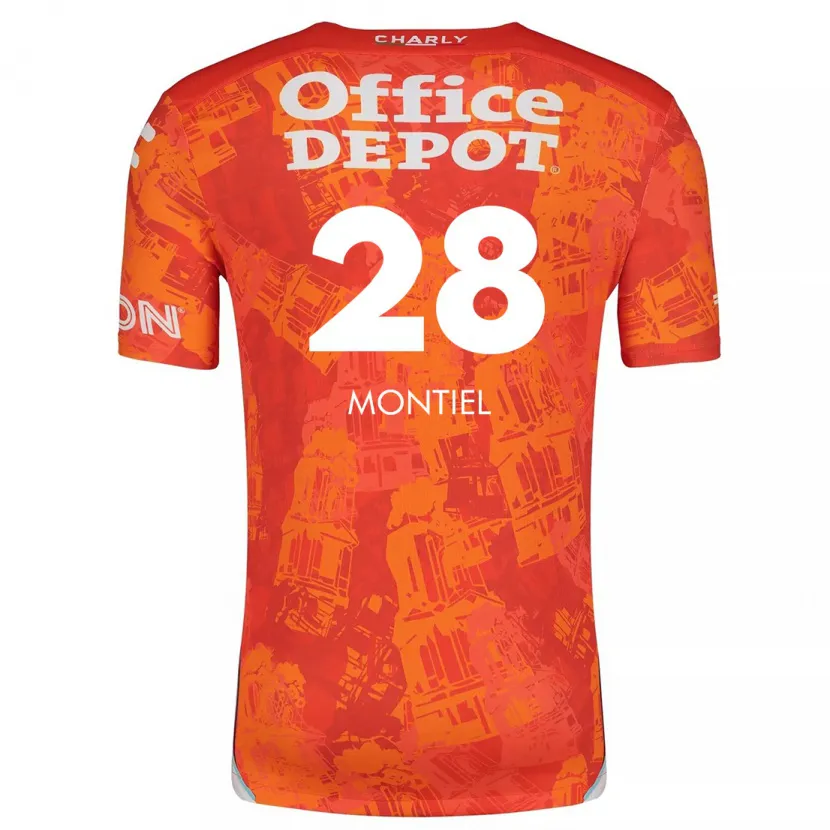 Danxen Kvinder Elías Montiel #28 Orange Hvid Udebane Spillertrøjer 2024/25 Trøje T-Shirt