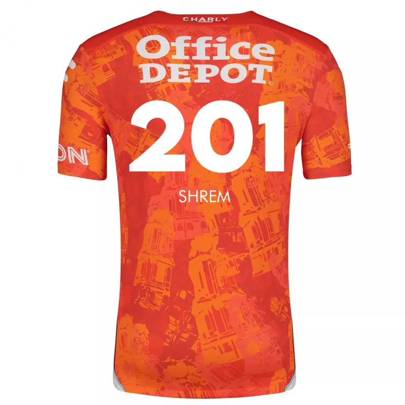 Danxen Kvinder David Shrem #201 Orange Hvid Udebane Spillertrøjer 2024/25 Trøje T-Shirt