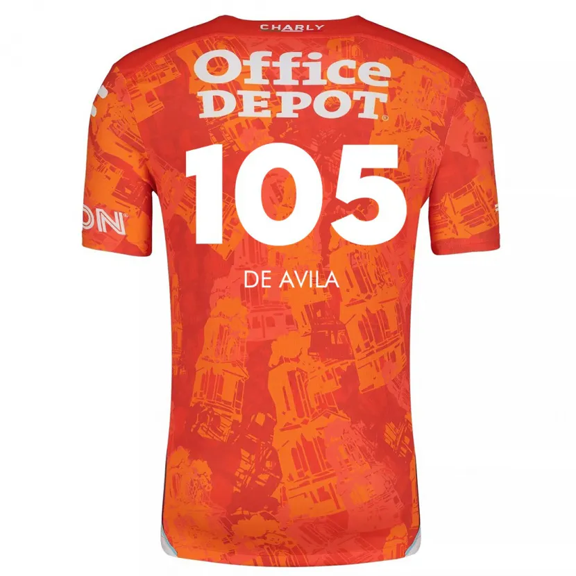 Danxen Kvinder José De Ávila #105 Orange Hvid Udebane Spillertrøjer 2024/25 Trøje T-Shirt