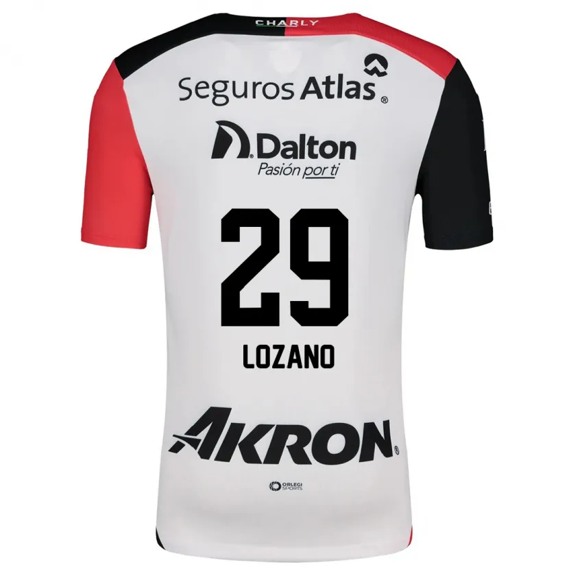 Danxen Kvinder Brian Lozano #29 Hvid Rød Sort Udebane Spillertrøjer 2024/25 Trøje T-Shirt